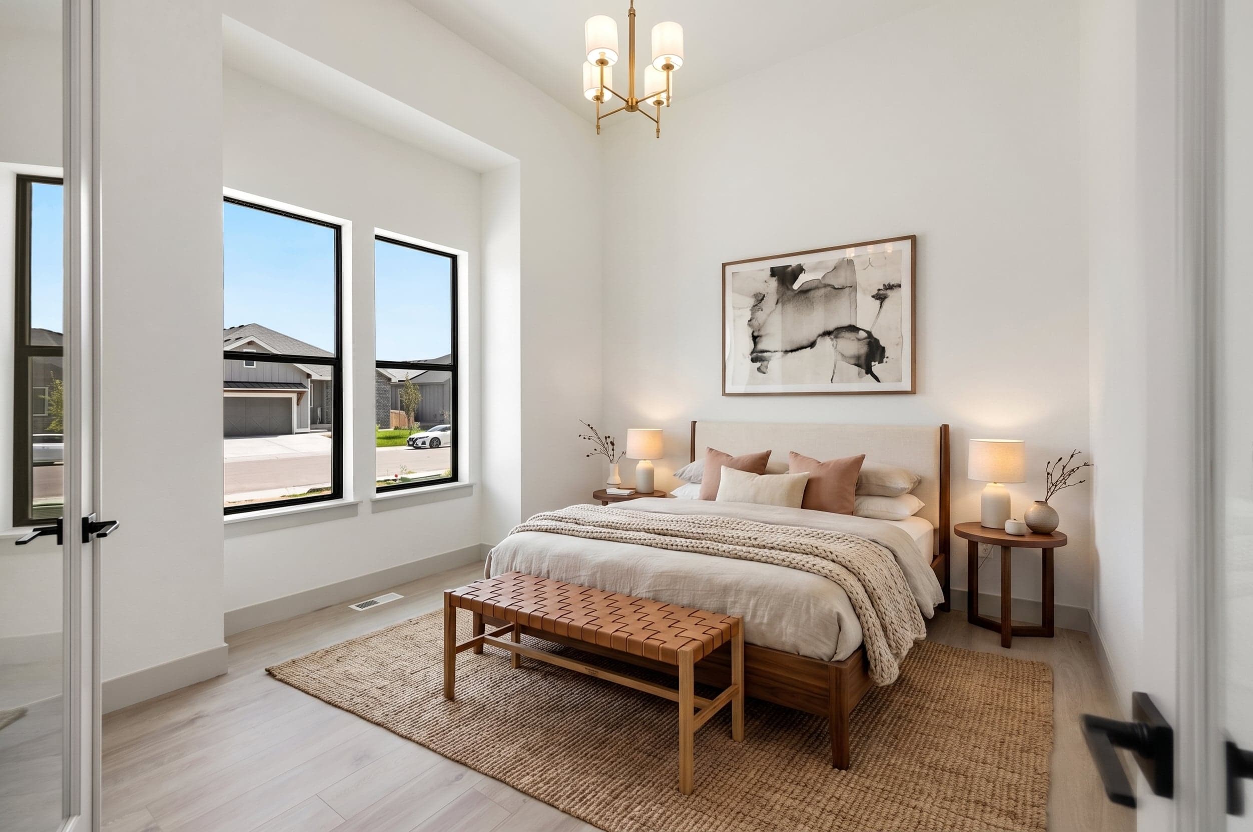 Same bedroom, virtually staged with Roomova