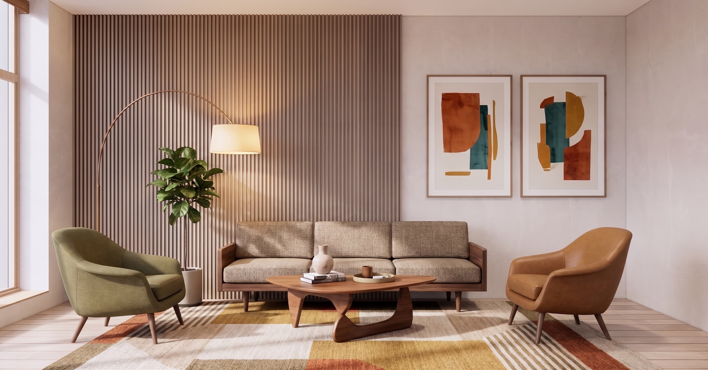 Midcentury virtual staging: real Roomova render (after)